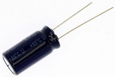 Capacitor, Radial Electrolytic, 220uF, 25V, Bipolar
